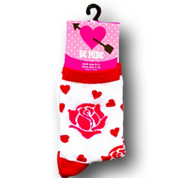 Be Mine Accessories - 3/$15 Roses & Hearts Valentine’s Day Holiday Funny Novelty Socks - Brand New